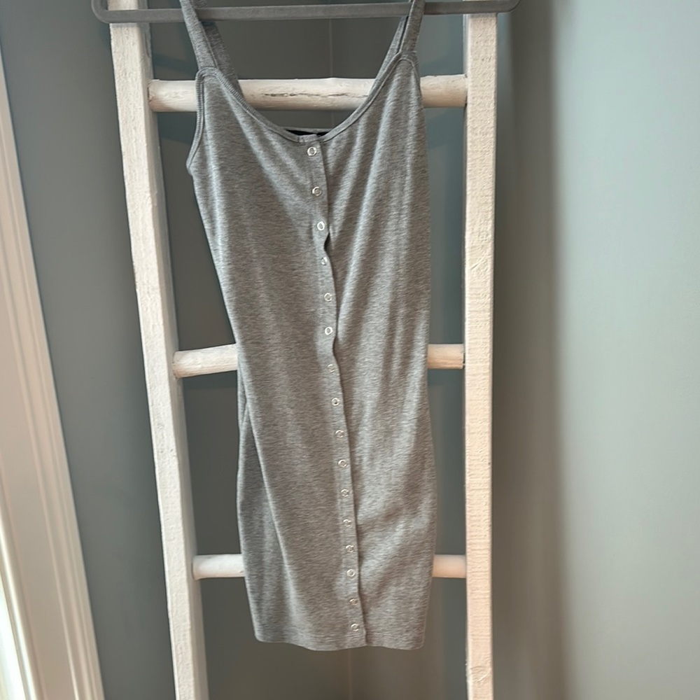Gray Button-Down Sleeveless Dress
